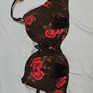 Rosey webs floral rich black bra
